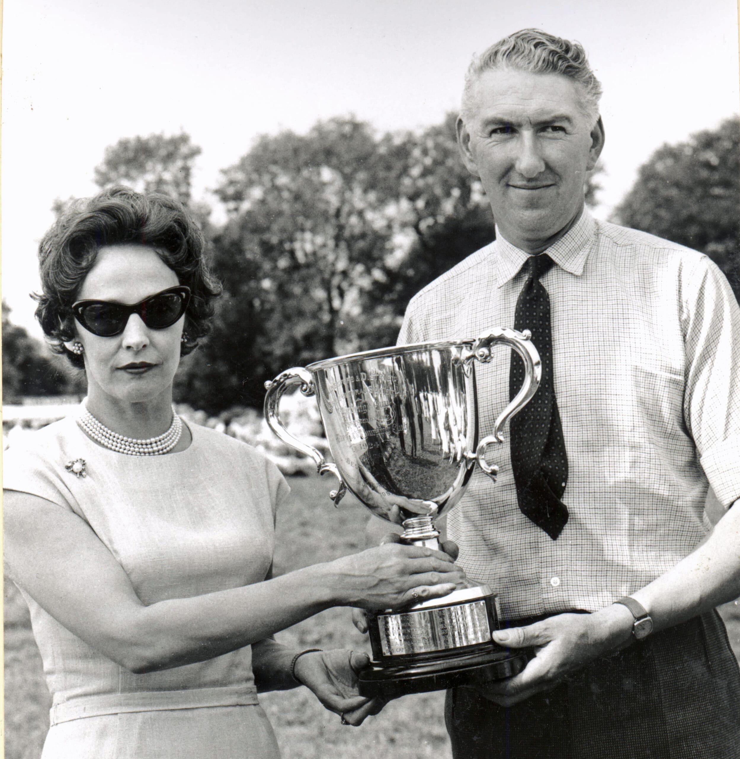 Lady Tichborne presenting award to Dick Corbett in 1962