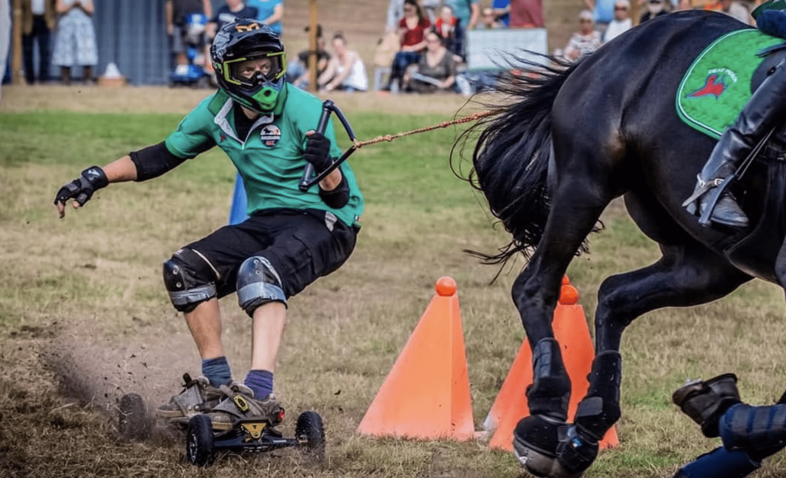 outdoor activity challenge person pulled by horse