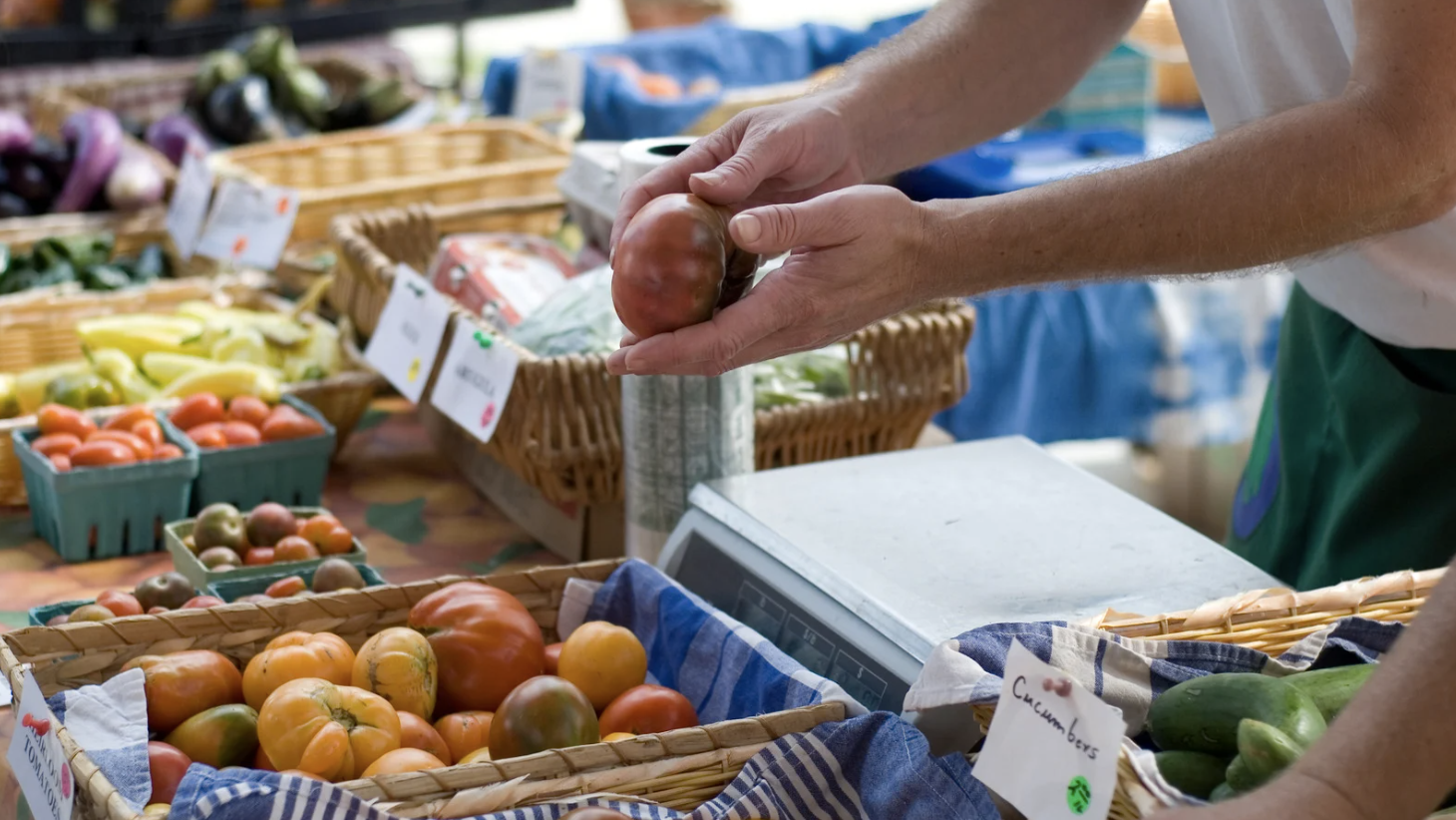 Fresh goods for sale at a market food stall