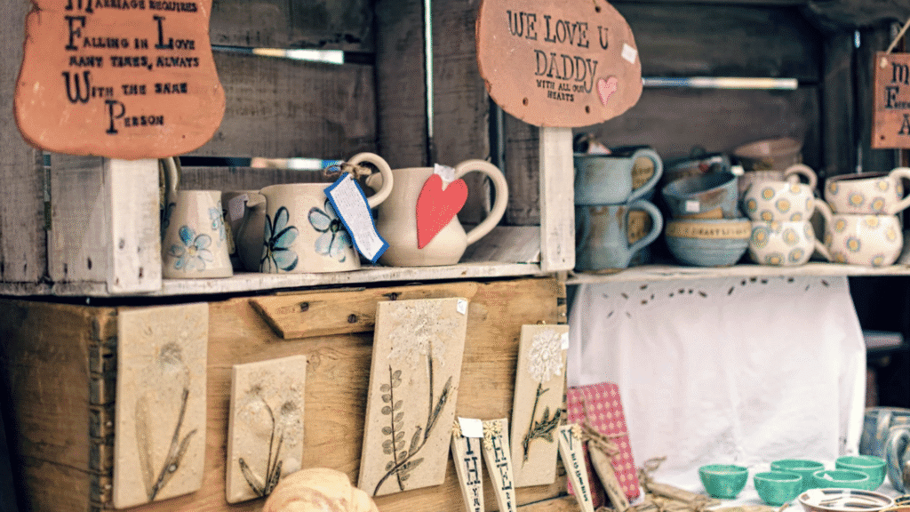Handmade pottery and crafts on display at The Alresford Show